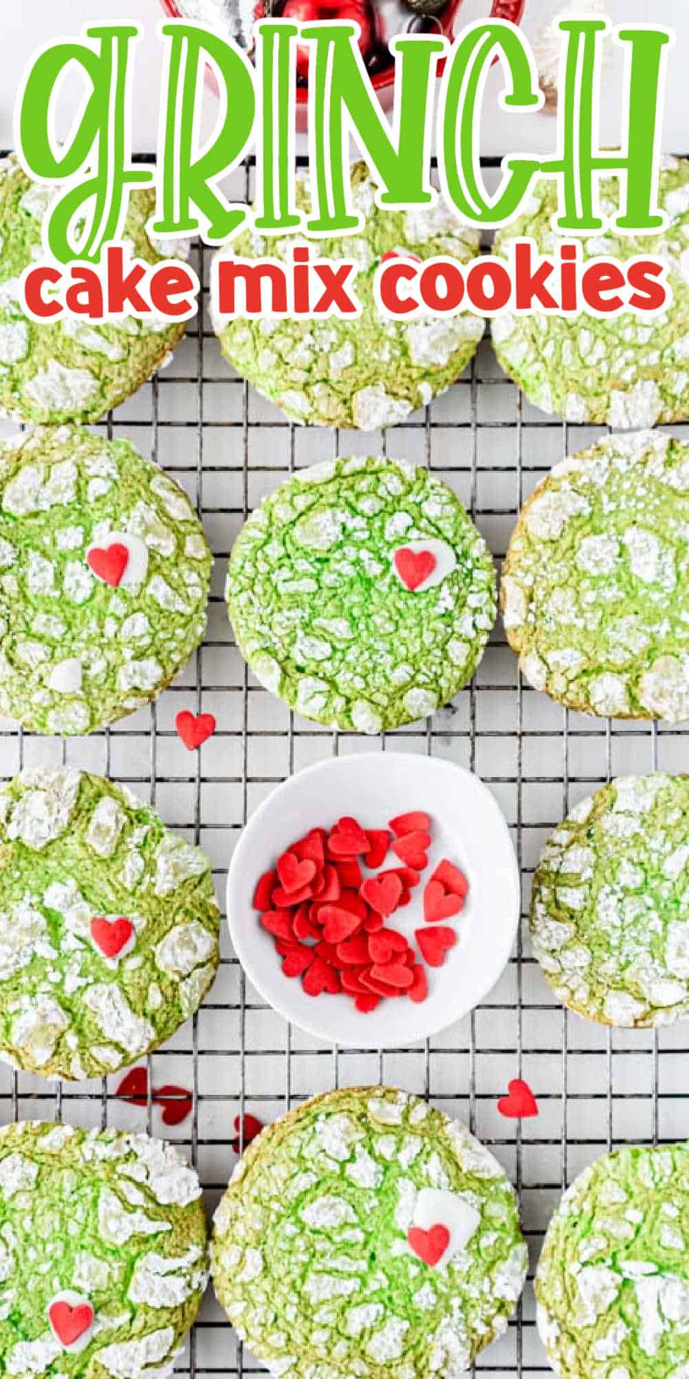 Grinch Cake Mix Cookies (Grinch Crinkle Cookies) • MidgetMomma