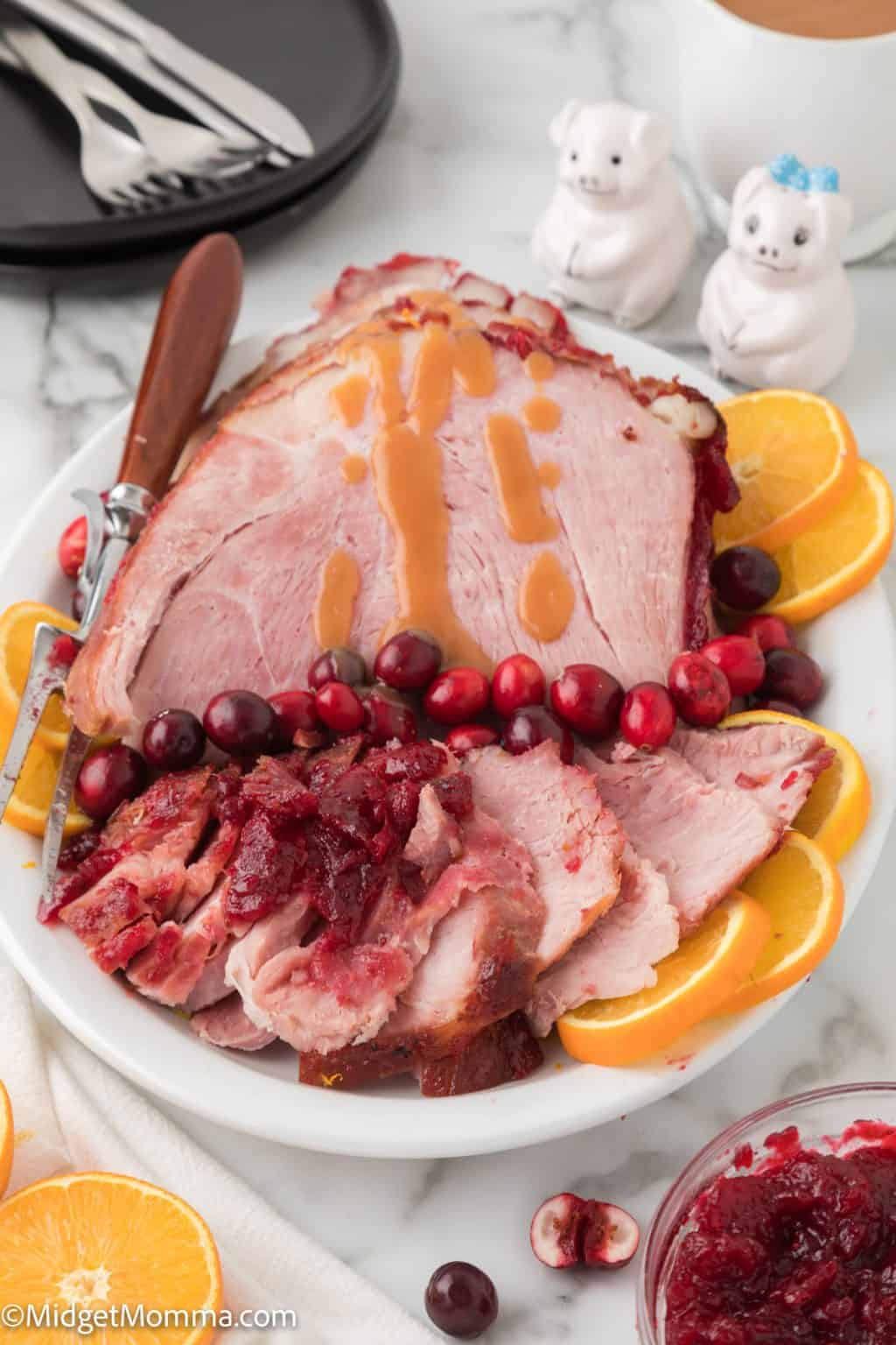 Baked Ham with Cranberry Orange Glaze • MidgetMomma