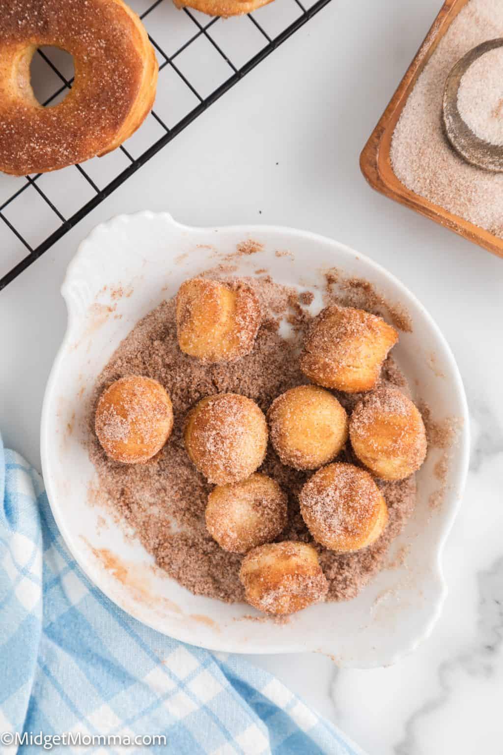 Cinnamon Sugar Air Fryer Donuts Recipe (Made With Canned Biscuits)