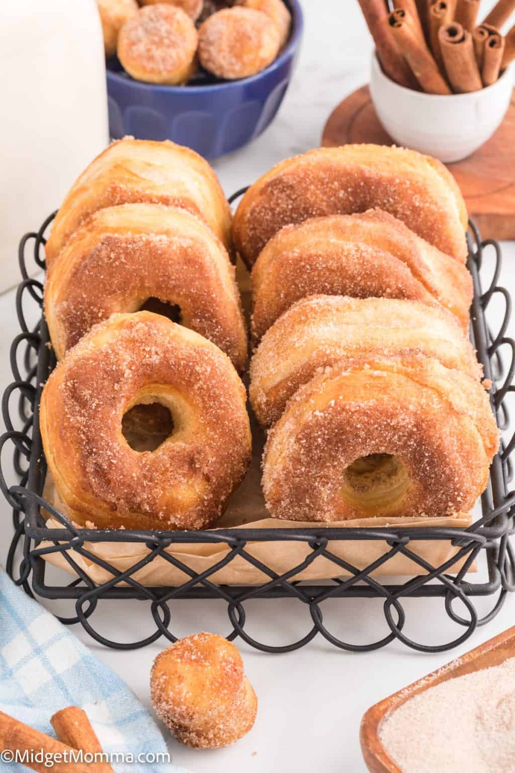 Cinnamon Sugar Air Fryer Donuts Recipe Made With Canned Biscuits