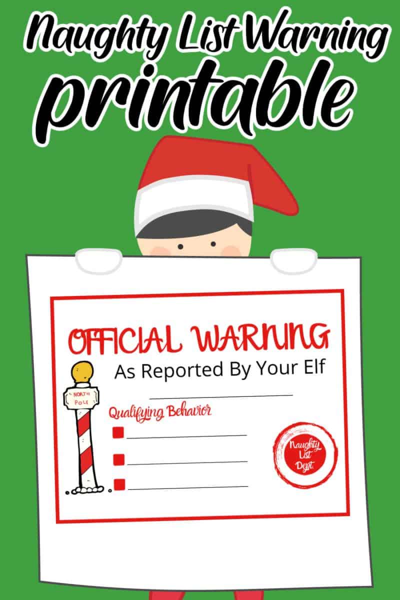 Elf on the Shelf Naughty List Warning Printable • MidgetMomma