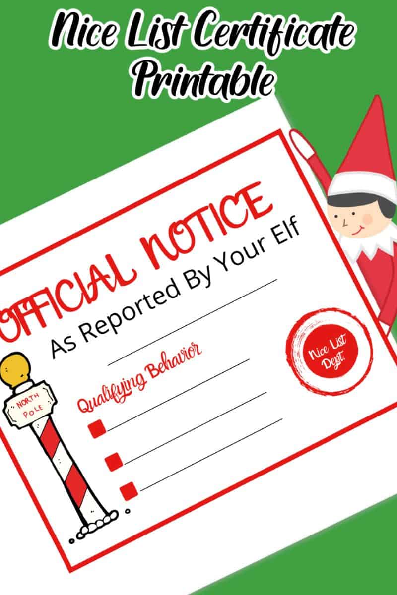 Elf on the Shelf Nice List Certificate Printable • MidgetMomma