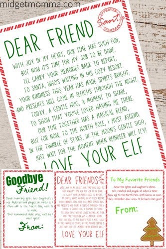 31 FREE Elf on the Shelf Goodbye Letter Printables