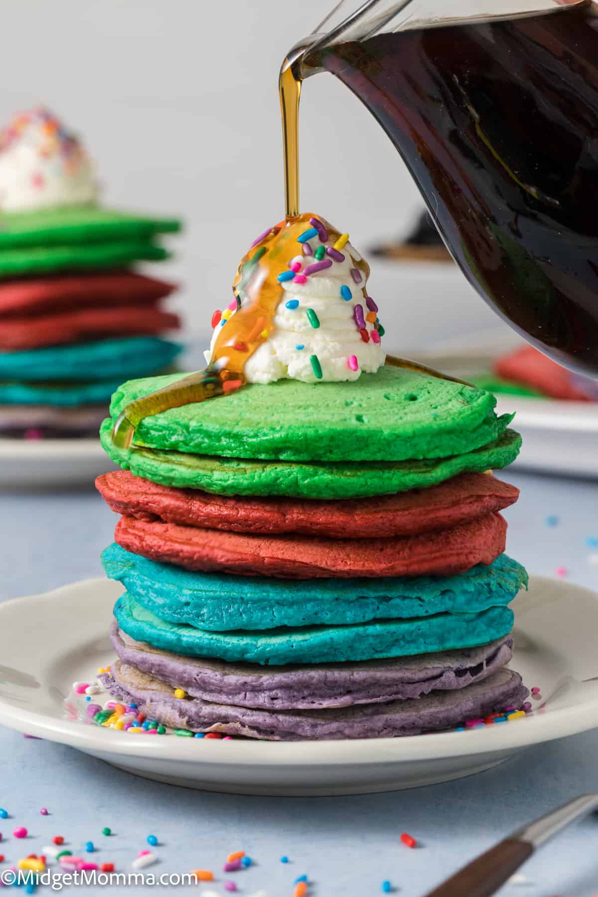 Fluffy Rainbow Pancakes Recipe • MidgetMomma