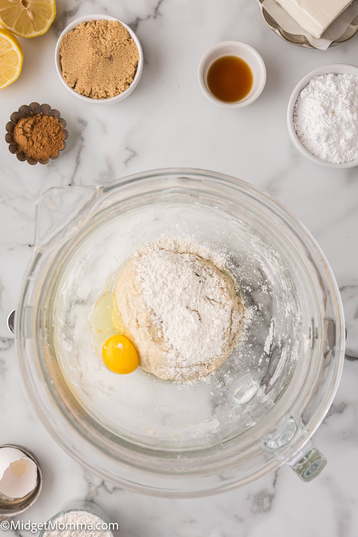 cinnamon roll dough in a bowl