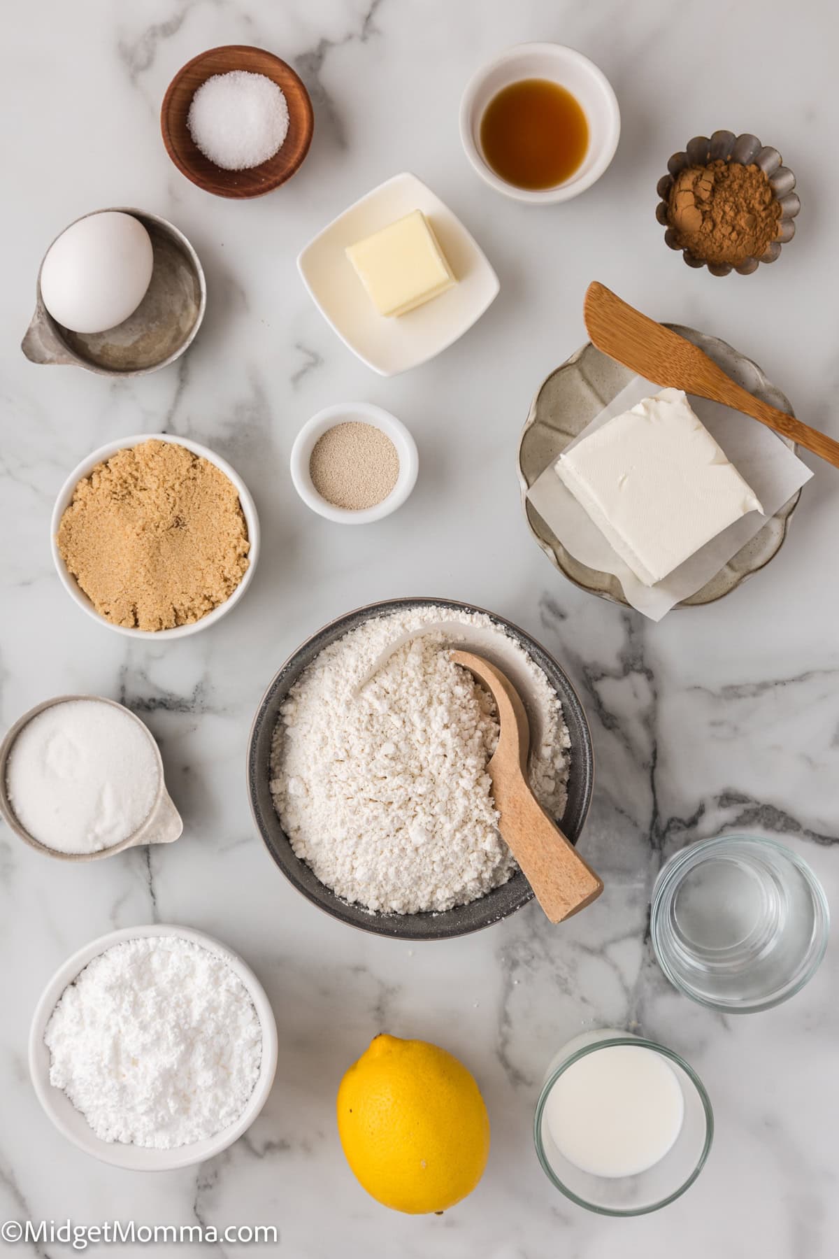 Homemade Cinnamon Roll dough ingredients 