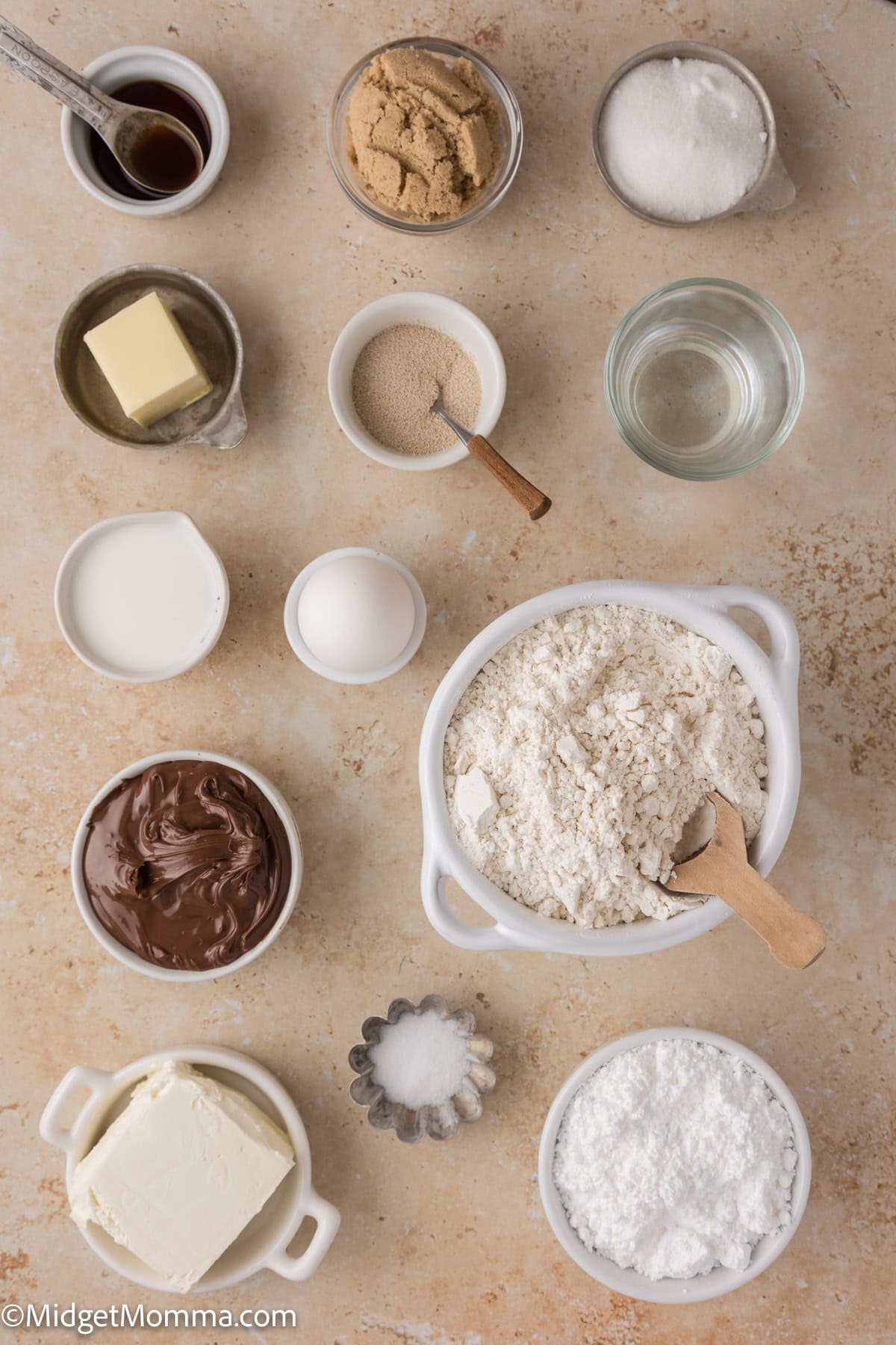 Nutella cinnamon Rolls Dough Ingredients  