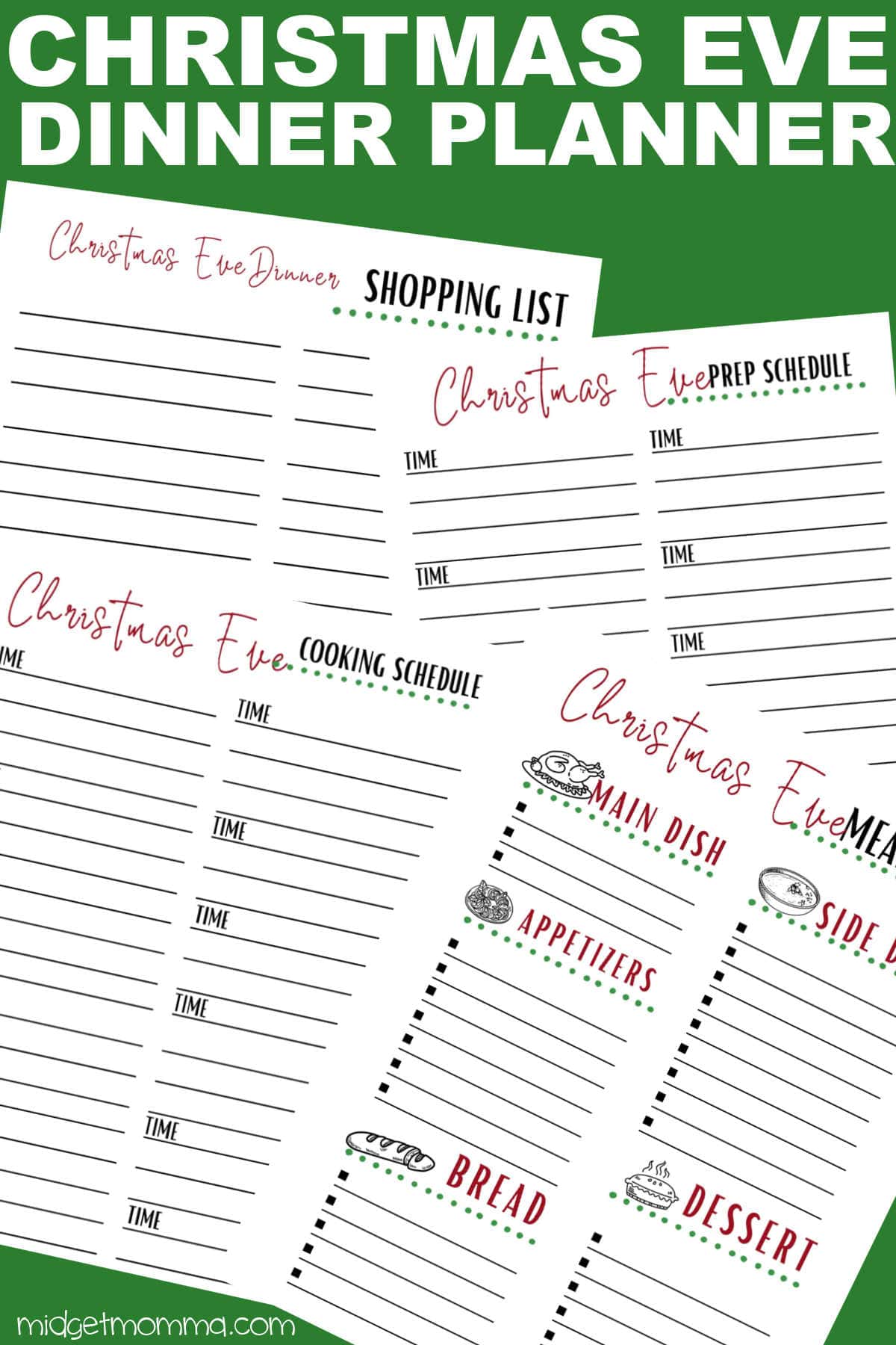 Christmas Eve Dinner Planner Printable