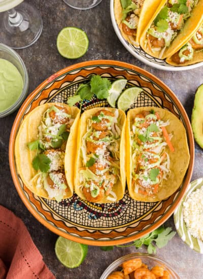 Shrimp Tacos with Avocado Crema Recipe