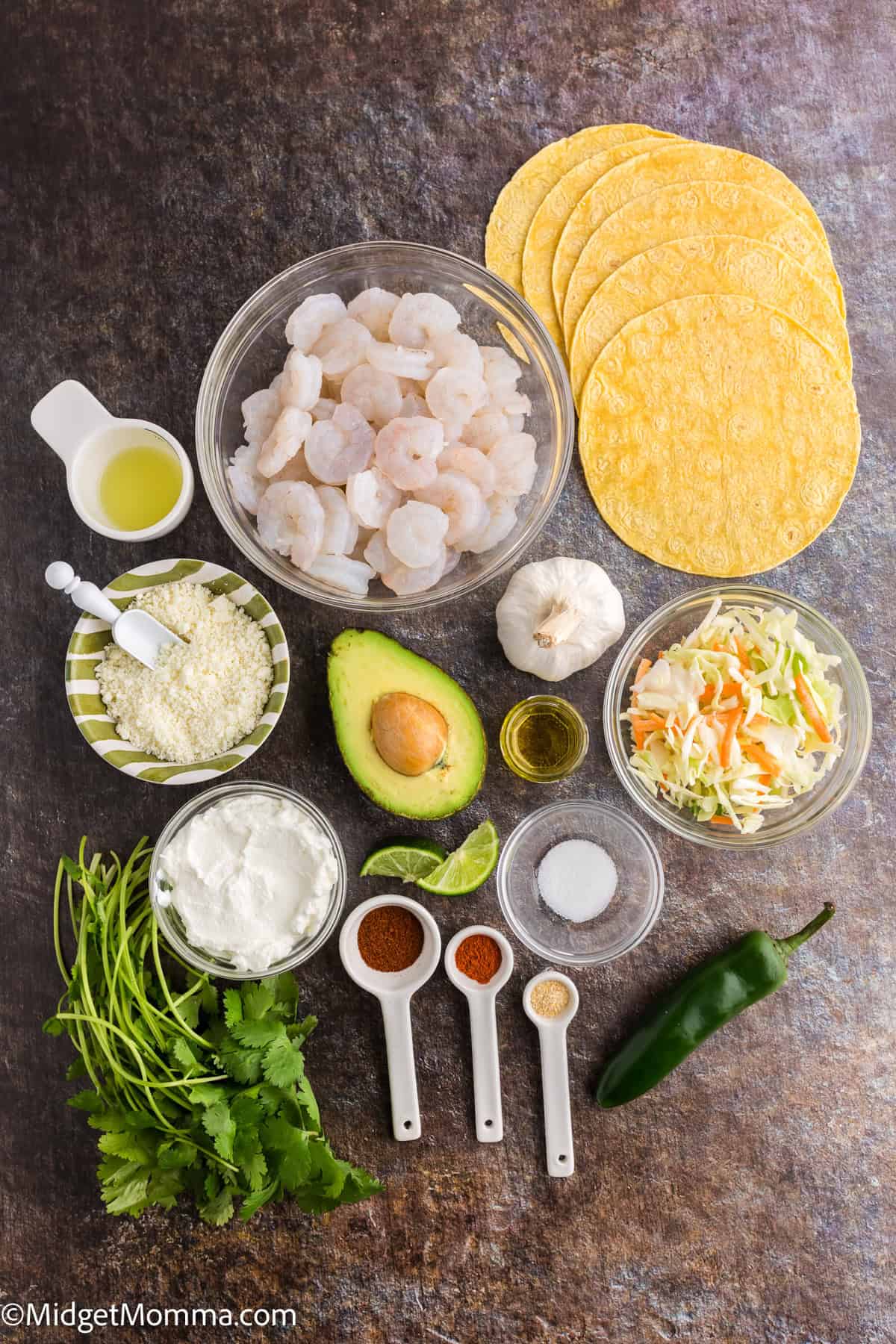 Shrimp Tacos with Avocado Crema Ingredients